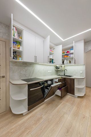 Кухня Токио с открытими радиусными полками. Коллекция Токио. Размер: 2470 Х  1489 Х  2650 мм  - 2